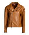 Max Mara Minimalist Biker Jacket In Brown
