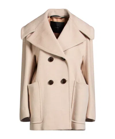Max Mara Minimalist Double-breasted Cashmere Coat In Nude