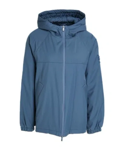 Max Mara Minimalist Hooded Jacket In Blue