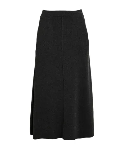 Max Mara Minimalist Knit Midi Skirt In Black