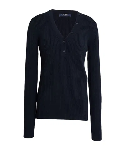 Max Mara Minimalist Knit Top In Blue