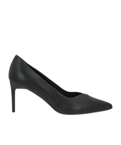 Max Mara Minimalist Leather Highheels In Black