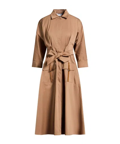 Max Mara Minimalist Long-sleeve Shirt Dress In Neutral