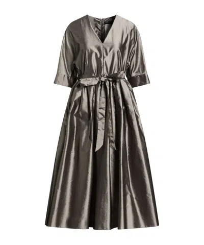 Max Mara Minimalist Satin Dress In Gray