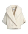 Max Mara Minimalist Shearling Coat In White