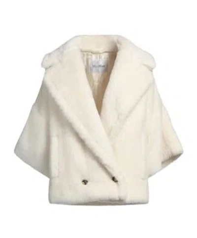 Max Mara Minimalist Shearling Coat In White