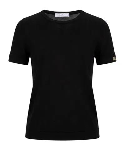Max Mara Minimalist Short-sleeve Knit Top In Animal Print