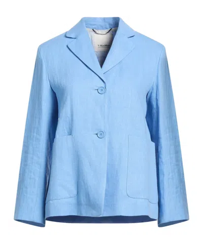 Max Mara Minimalist Single-breasted Blazer In Blue