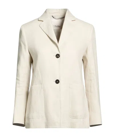 Max Mara Minimalist Single-breasted Linen Blazer In White
