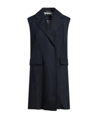 Max Mara Minimalist Sleeveless Coat In Black