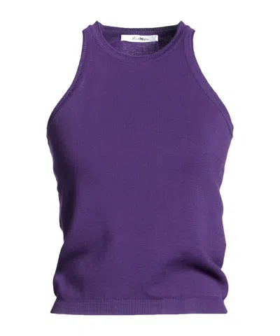 Max Mara Minimalist Solid Color Sleeveless Knit Top In Purple