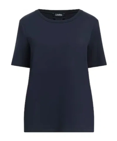 Max Mara Minimalist Solid Short-sleeve T-shirt In Blue
