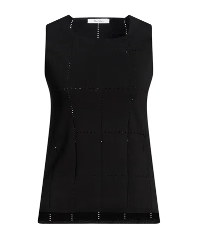 Max Mara Minimalist Solid-colored Knit Tank Top In Black