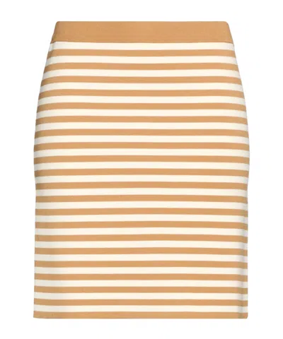 Max Mara Minimalist Striped Knit Midi Skirt In Nude
