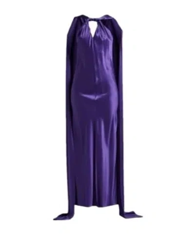 Max Mara Minimalist Stylish Satin Sleeveless Evening Dress In Blue