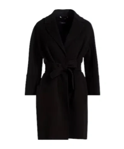 Max Mara Minimalist Wool Coat In Black