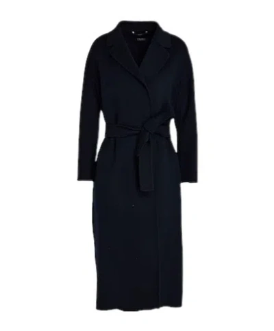 Max Mara Minimalist Wool Coat In Blue