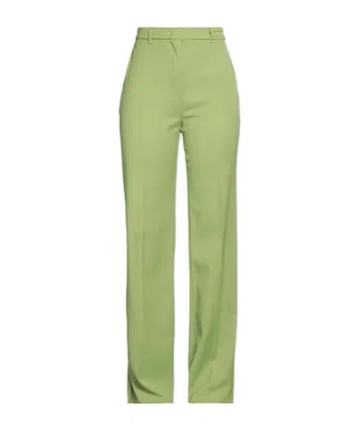 Max Mara Minimalist Wool Straight-leg Trousers In Green
