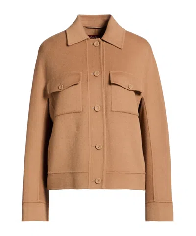 Max Mara Minimalist Woolen Singlebreasted Coat In Camel
