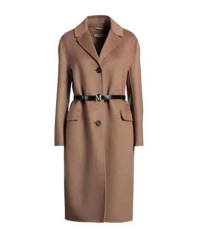 Max Mara Minimalist Woollen Coat In Brown