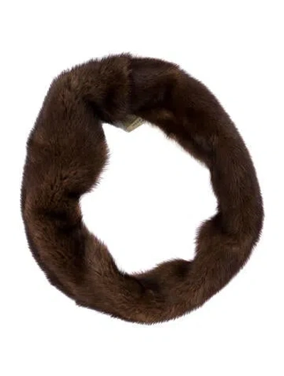 Pre-owned Max Mara Mink Infinity Scarf In Brown