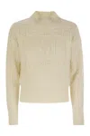 Max Mara Mini Wool And Cashmere Sweater With Diamond Cable Knit Design In White