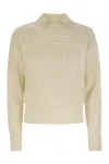 Max Mara Mini Wool And Cashmere Sweater With Diamond Cable Knit Design In White