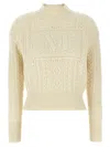Max Mara Monogram-detail Cable-knit Sweater In Neutral