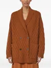 Max Mara Double-breasted Camel-yarn Cardigan In Brown