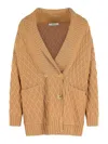 Max Mara Mirca Double-breasted Camel Yarn Cardigan In Brown