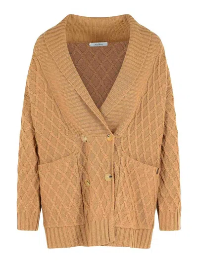 MAX MARA MIRCA DOUBLE-BREASTED CAMEL YARN CARDIGAN