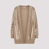Max Mara Mirco Cable Knit Sequined Cardigan In Cammello