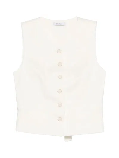 MAX MARA MAX MARA MIRELLA JACQUARD WAISTCOAT WHITE