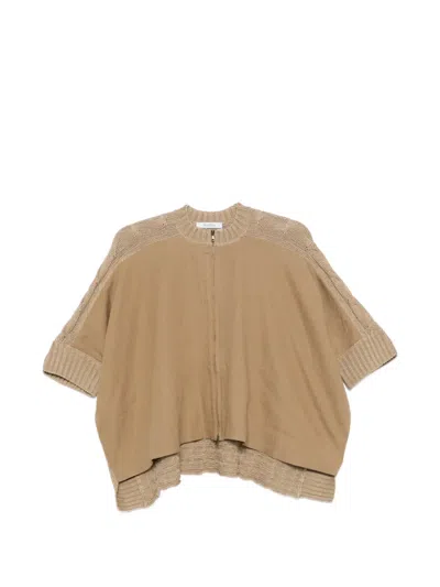 Max Mara Miresia Knitted Zip Cardigan In Neutral