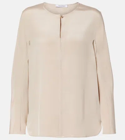 Max Mara Mitico Silk-blend Blouse In Neutral
