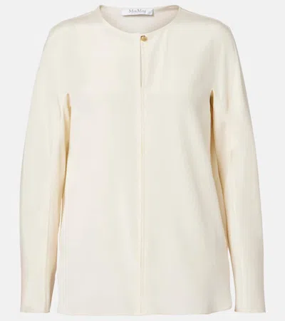 Max Mara Mitico Silk-blend Cady Top In Neutral