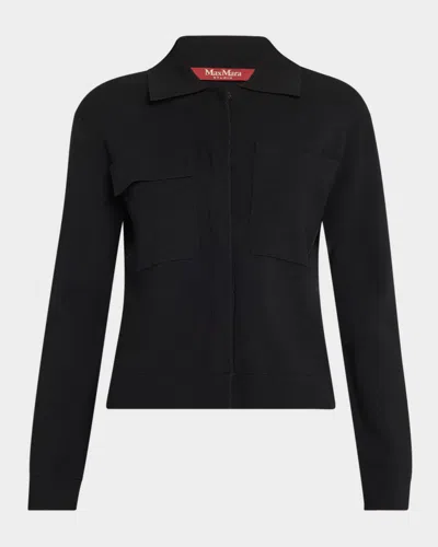 Max Mara Mito Spread-collar Knit Jacket In Black