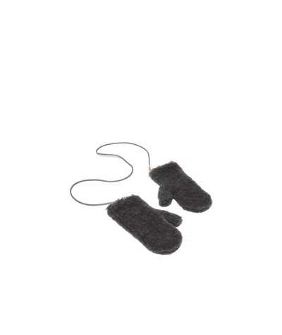 Max Mara Mitten Wool Gloves In Black