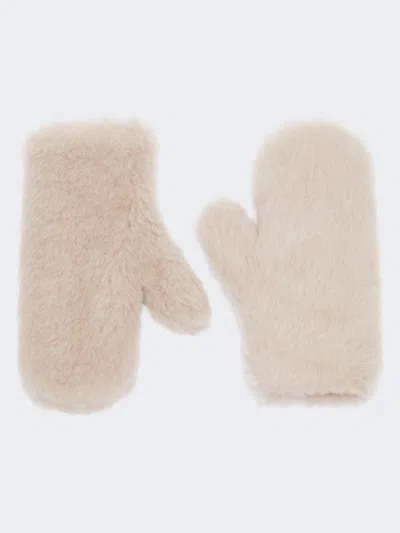 Max Mara Mittens In Alpaca And Wool Teddy Fabric In Gray