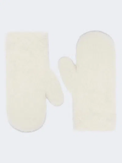 Max Mara Mittens In Alpaca And Wool Teddy Fabric In Neutral