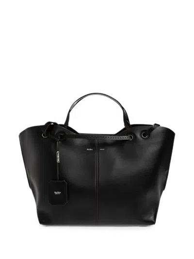 Max Mara Mixed Doubles Leather Tote Bag In White