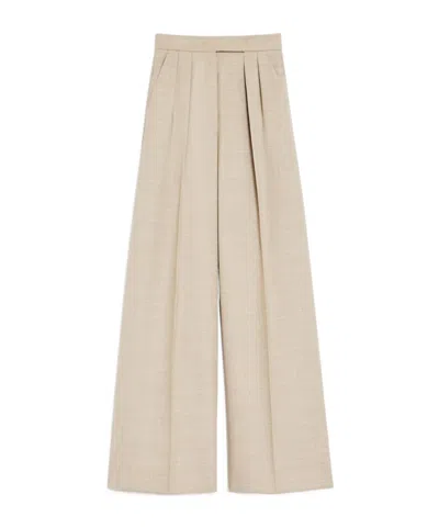 Max Mara Mixed Wool Trousers In Nude