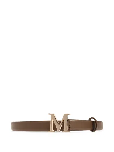 Max Mara M-logo Leather Belt In Red