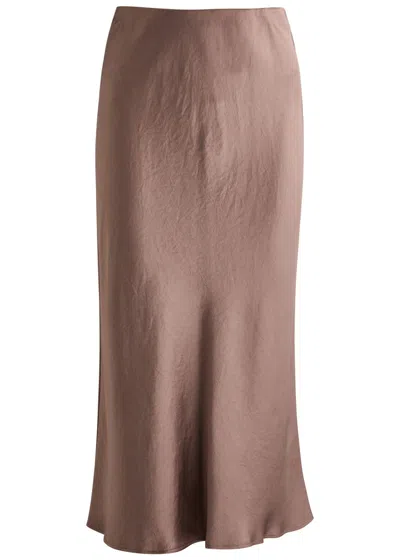 Max Mara Satin Alessio Midi Skirt In Mauve