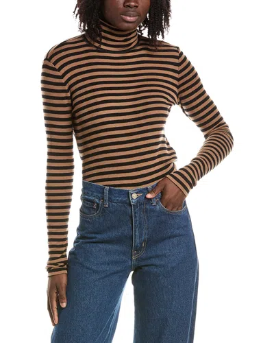 Max Mara Mm By  Blasy Turtleneck Wool-blend Top In Brown