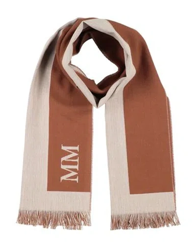 Max Mara Mm By  Man Scarf Beige Size - Cotton, Virgin Wool In Brown