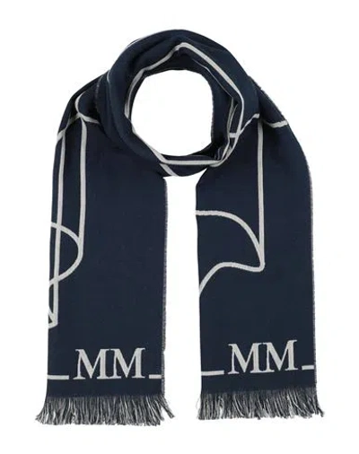 Max Mara Mm By  Man Scarf Navy Size - Cotton, Virgin Wool In Black
