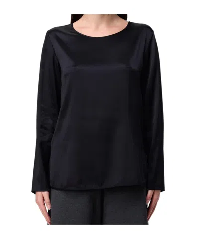 Max Mara Mm By  Moldava Crewneck Long-sleeved Blouse In Black