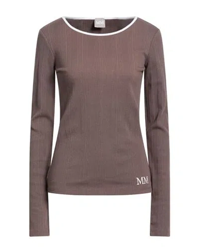 Max Mara Mm By  Woman T-shirt Taupe Size L Cotton, Elastane In Brown