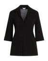 Max Mara Collared Half-placket Three-quarter Sleeve Top In Black